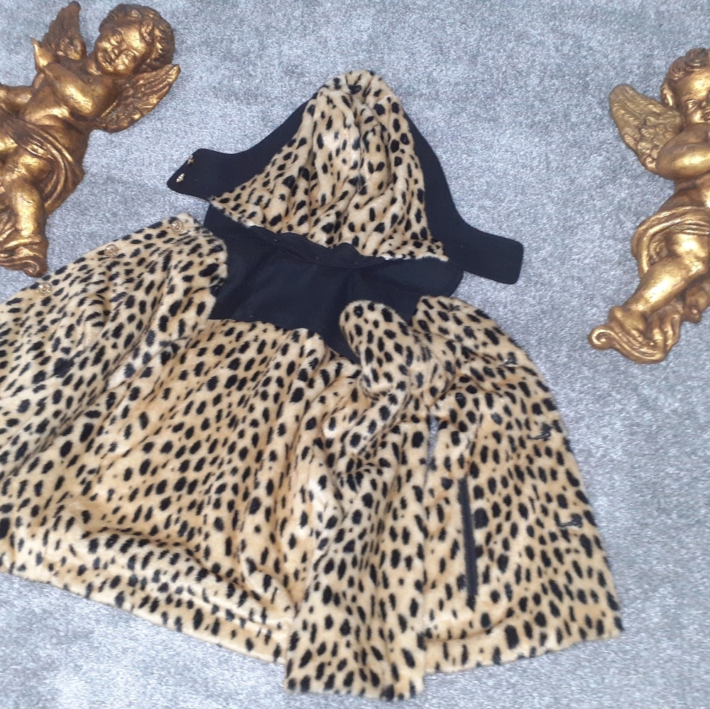 Leopard print foux hood jacket
